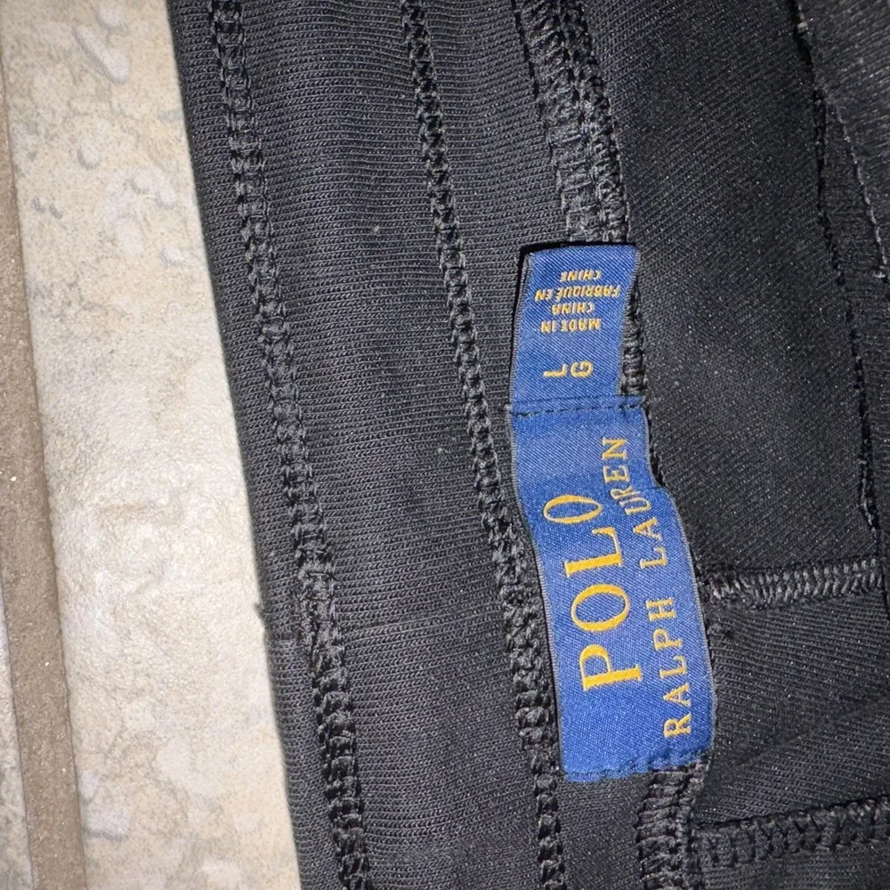 Polo Ralph Lauren Joggers Mens Large Black Athletic Sweatpants Double Knit Logo